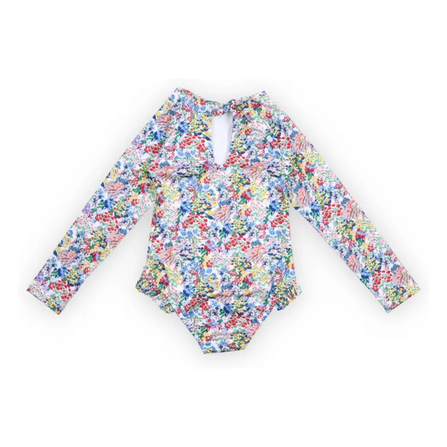 Maillot de Bain Verbena Fleuri Fibres Recyclées | Bleu