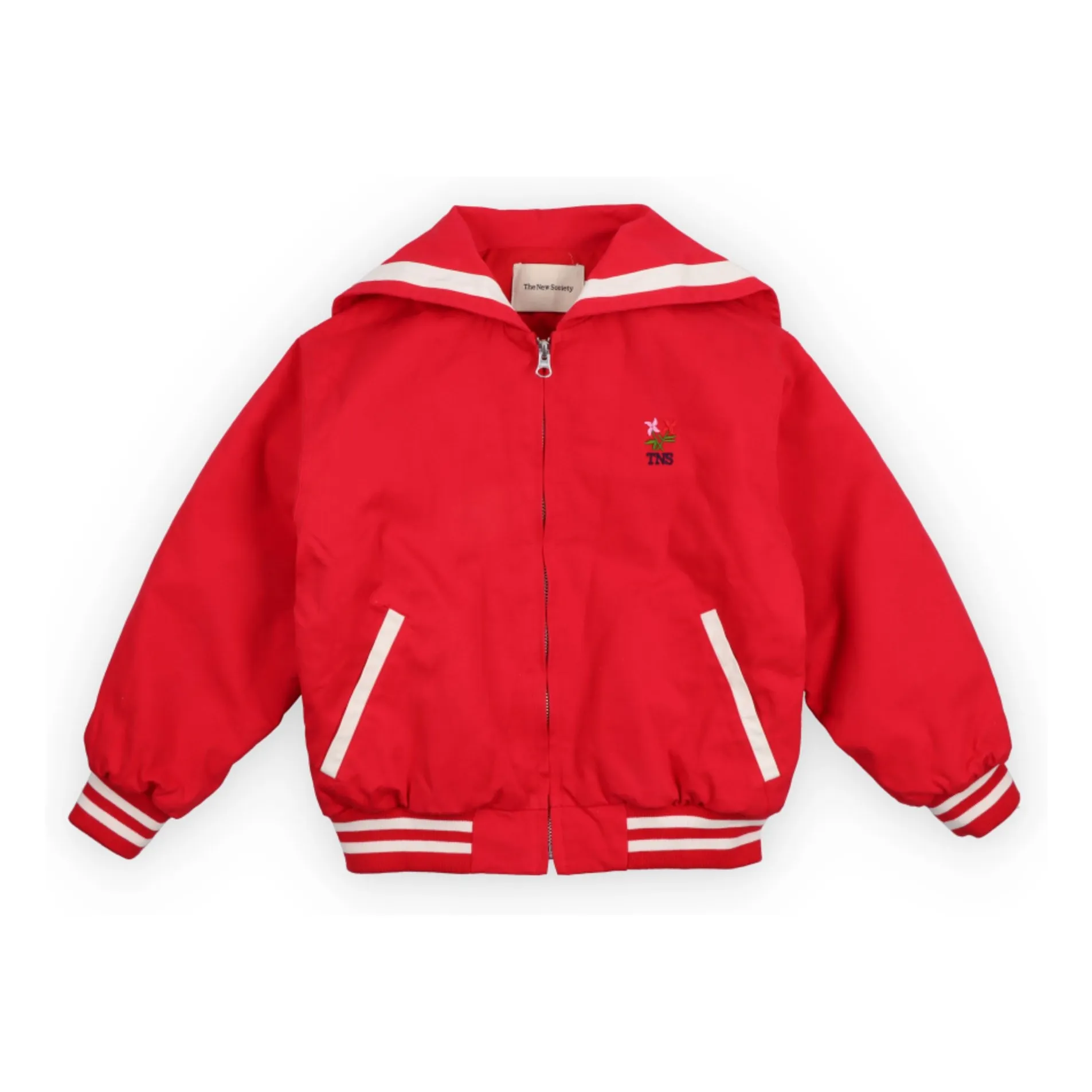 The New Society Red Buttercup Marine Collar Bomber