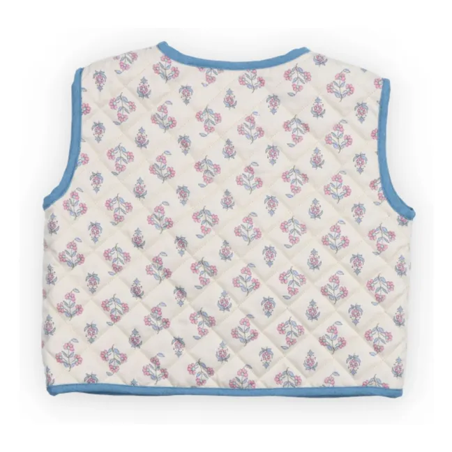 Gilet Sans Manches Clavel Fleuri | Ecru