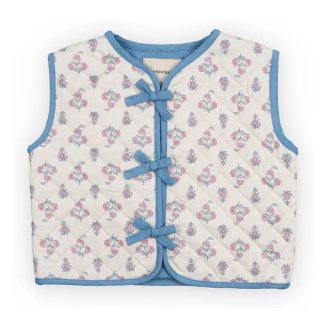 Gilet Sans Manches Clavel Fleuri | Ecru