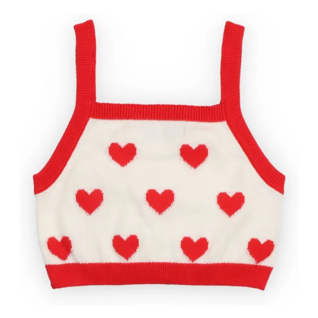 Maqui Hearts Jacquard Top | White