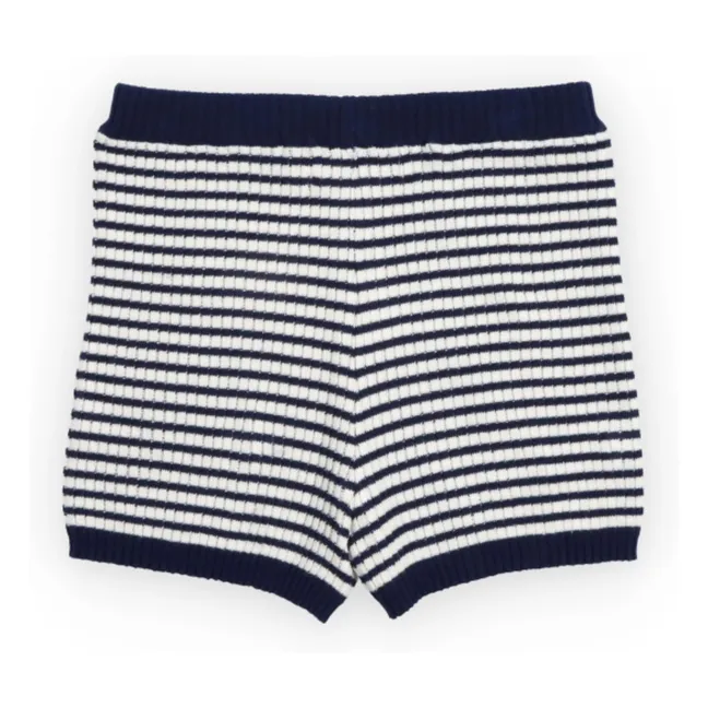 Short Maille Azalea Rayé | Bleu foncé