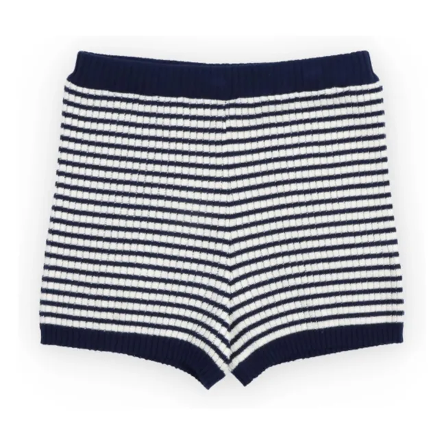 Short Maille Azalea Rayé | Bleu foncé