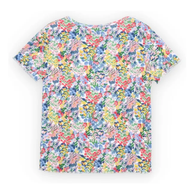 T-shirt Côtelé Verbena Fleuri | Bleu