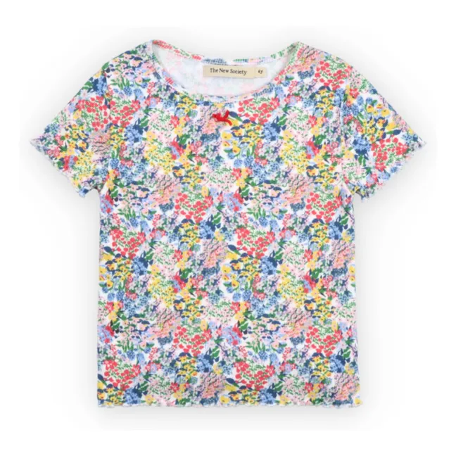 Camiseta Verbena Floral Rib | Azul