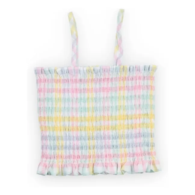 Top Froncé Mallow Carreaux | Bleu pâle