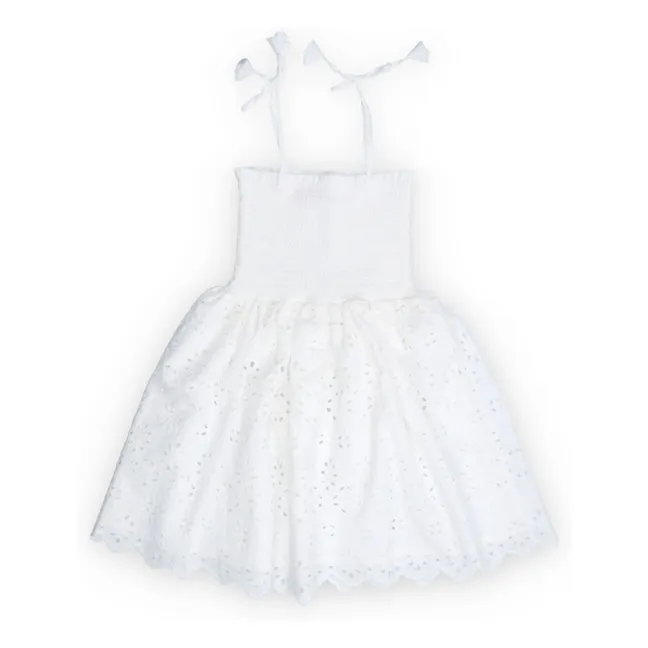 Sakura English Embroidery Dress | White