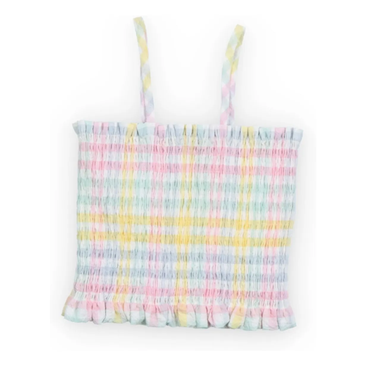 Top Froncé Mallow Carreaux | Bleu pâle- Image produit n°3