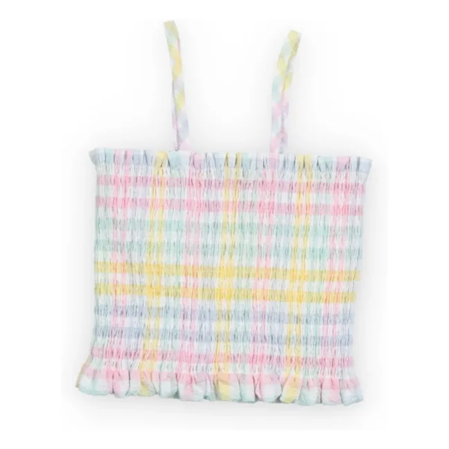 Top acanalado Mallow Carreaux | Azul Pálido