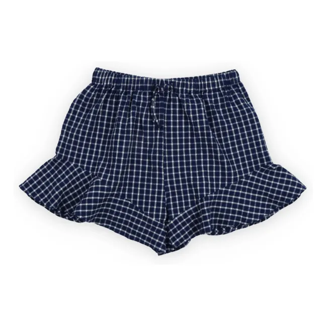 Short Jasmine Carreaux | Bleu foncé