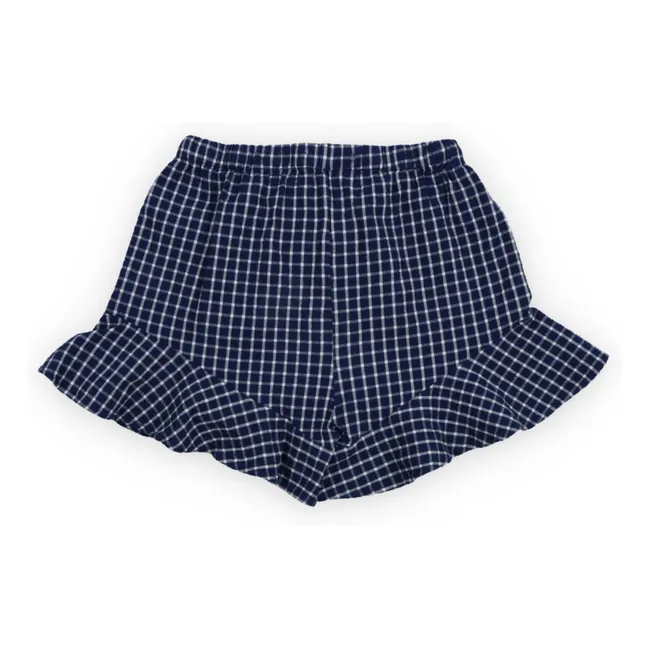 Short Jasmine Carreaux | Bleu foncé