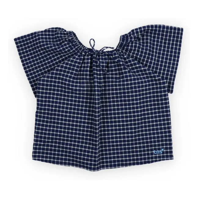 Blouse Jasmine Carreaux | Bleu foncé