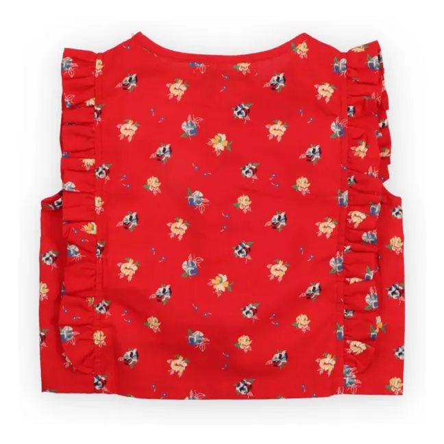 Amapola - Top con nodo a fiori in cotone biologico | Rosso