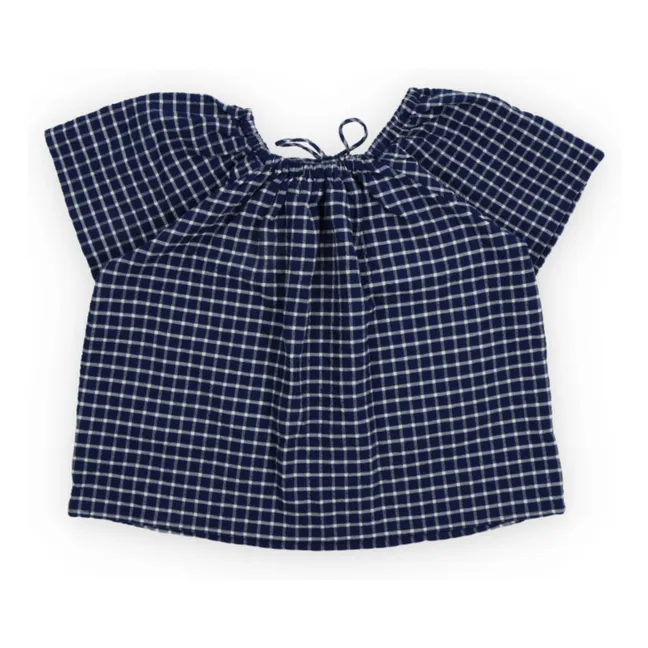 Blouse Jasmine Carreaux | Bleu foncé