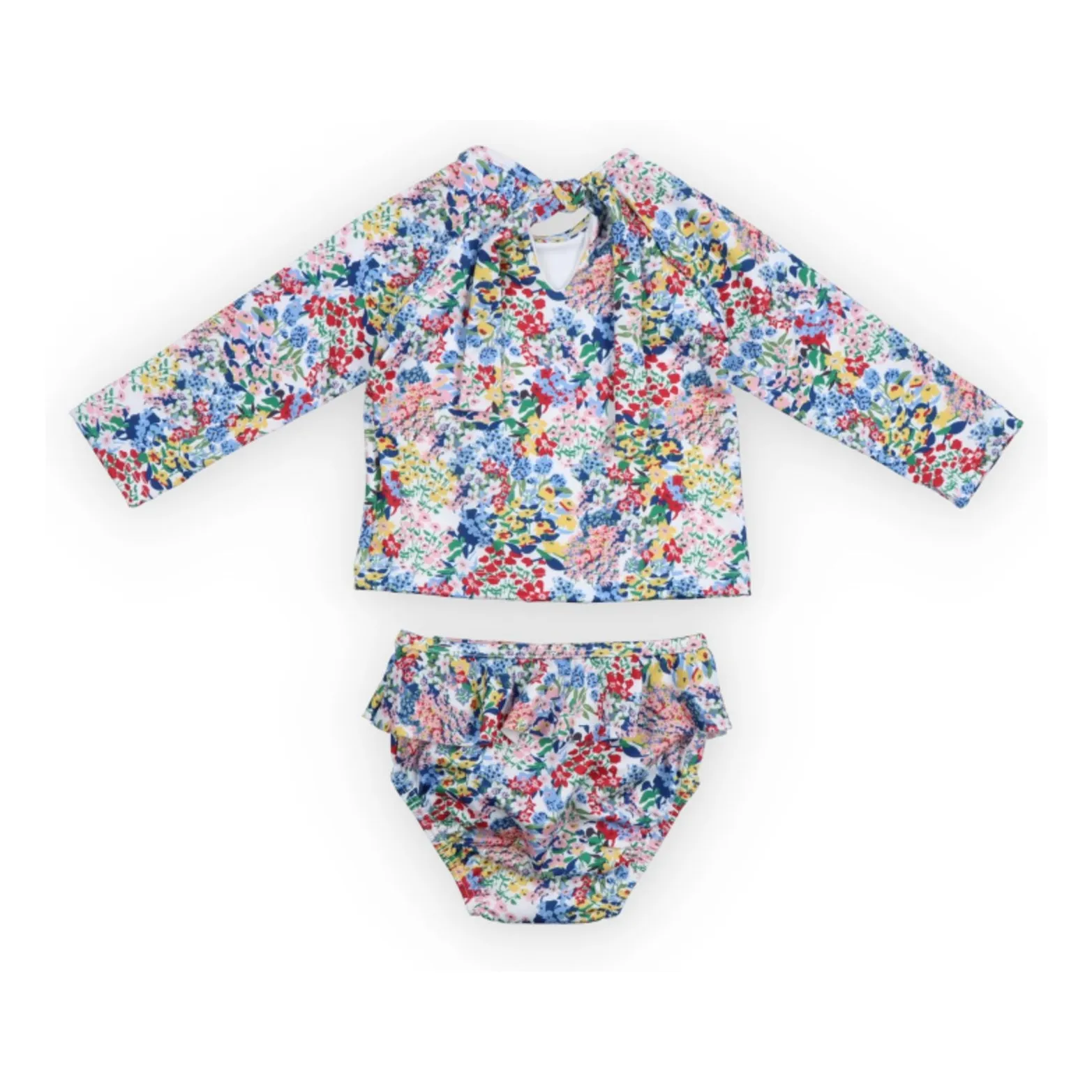 Maillot de Bain Verbena Fleuri Fibres Recyclées Bébé | Bleu- Image produit n°1