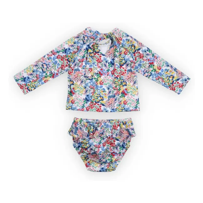 Maillot de Bain Verbena Fleuri Fibres Recyclées Bébé | Bleu