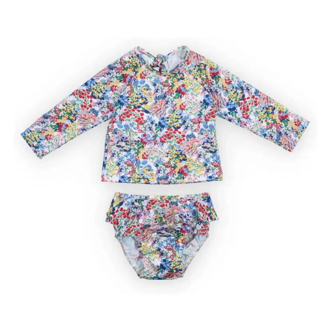Maillot de Bain Verbena Fleuri Fibres Recyclées Bébé | Bleu