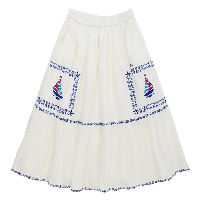 Voiles Embroidered Skirt | White