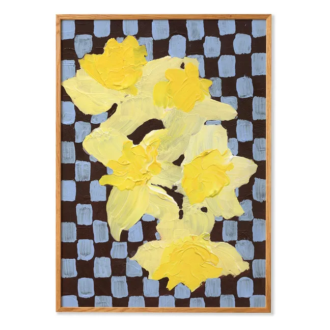 Affiche Flowers with Checks 05, Liat Greenberg  | Bleu