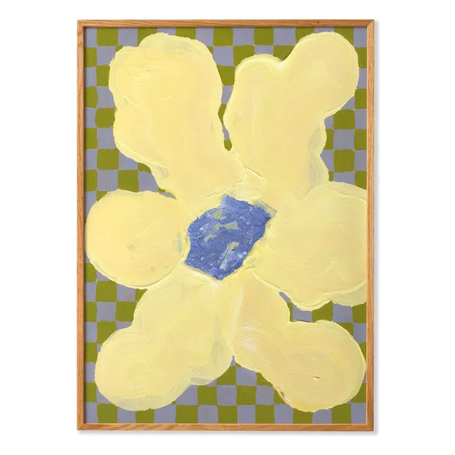 Flowers with Checks 04 poster, Liat Greenberg  | Yellow