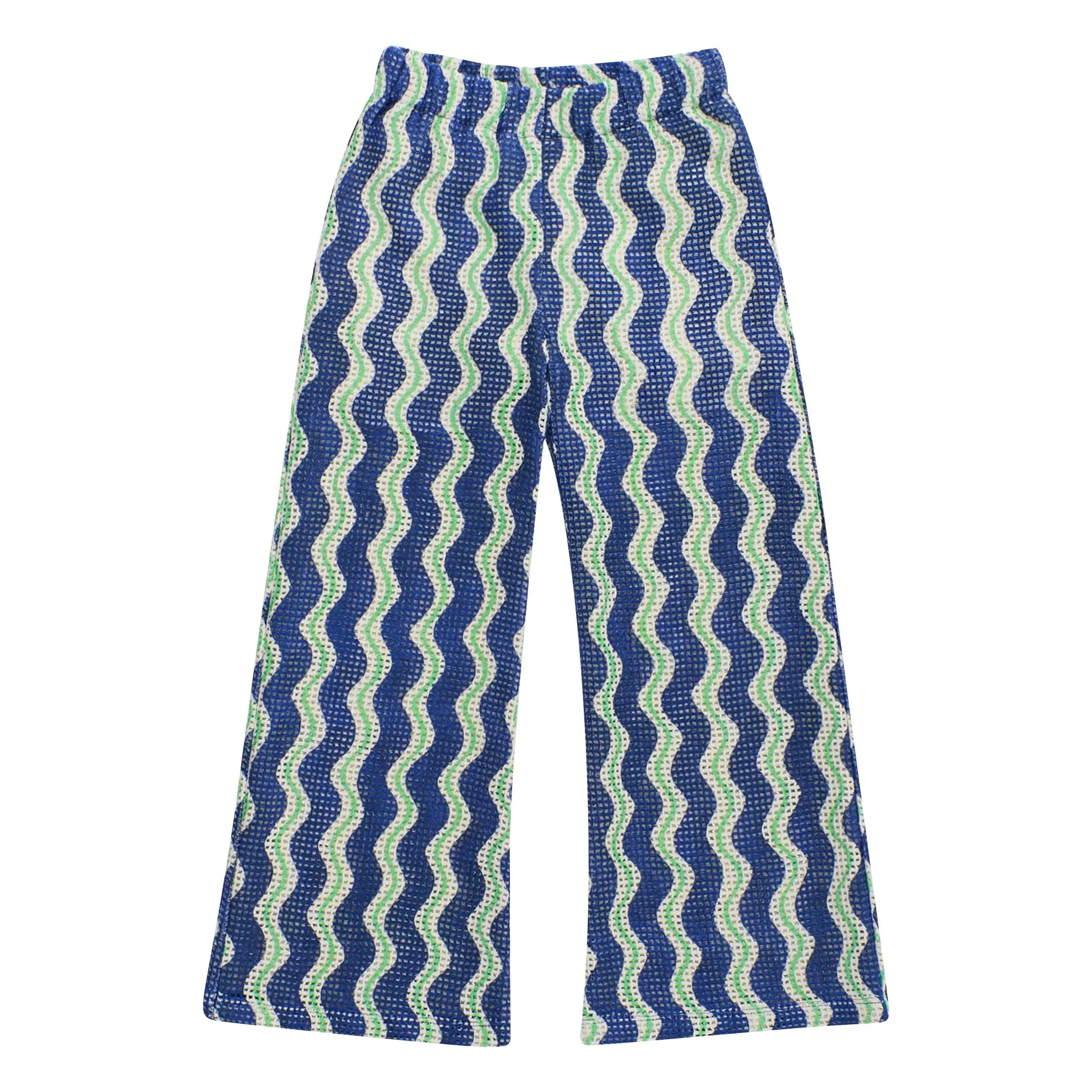 Maison Mangostan Blue Wave Crochet Pants