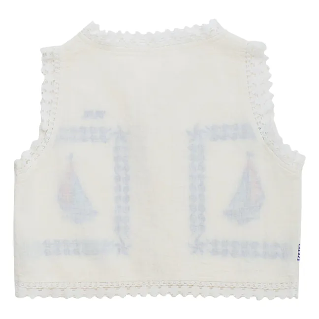Voiles Embroidered Vest | White