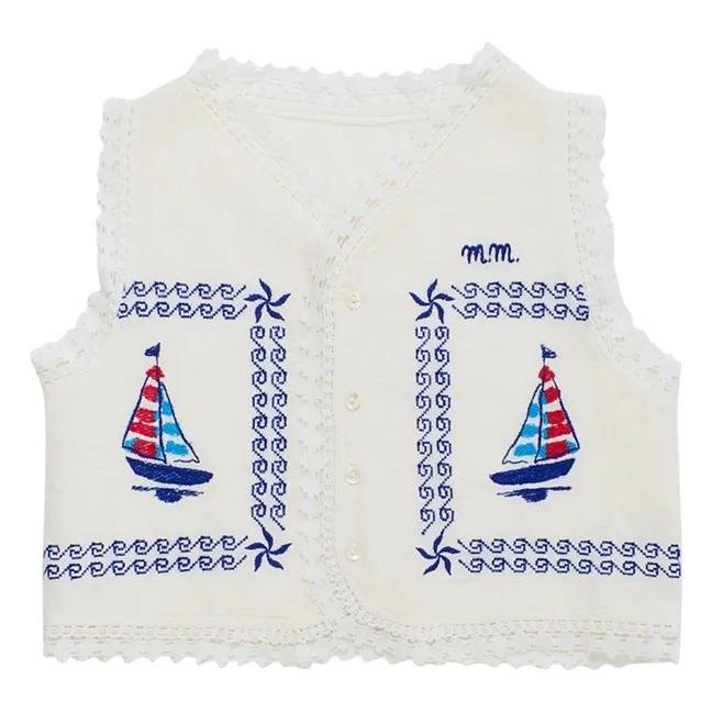 Gilet Brodé Voiles | Blanc