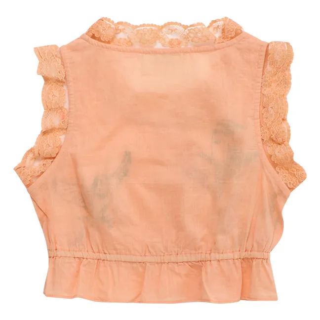 Top Brodé Oiseaux | Orange