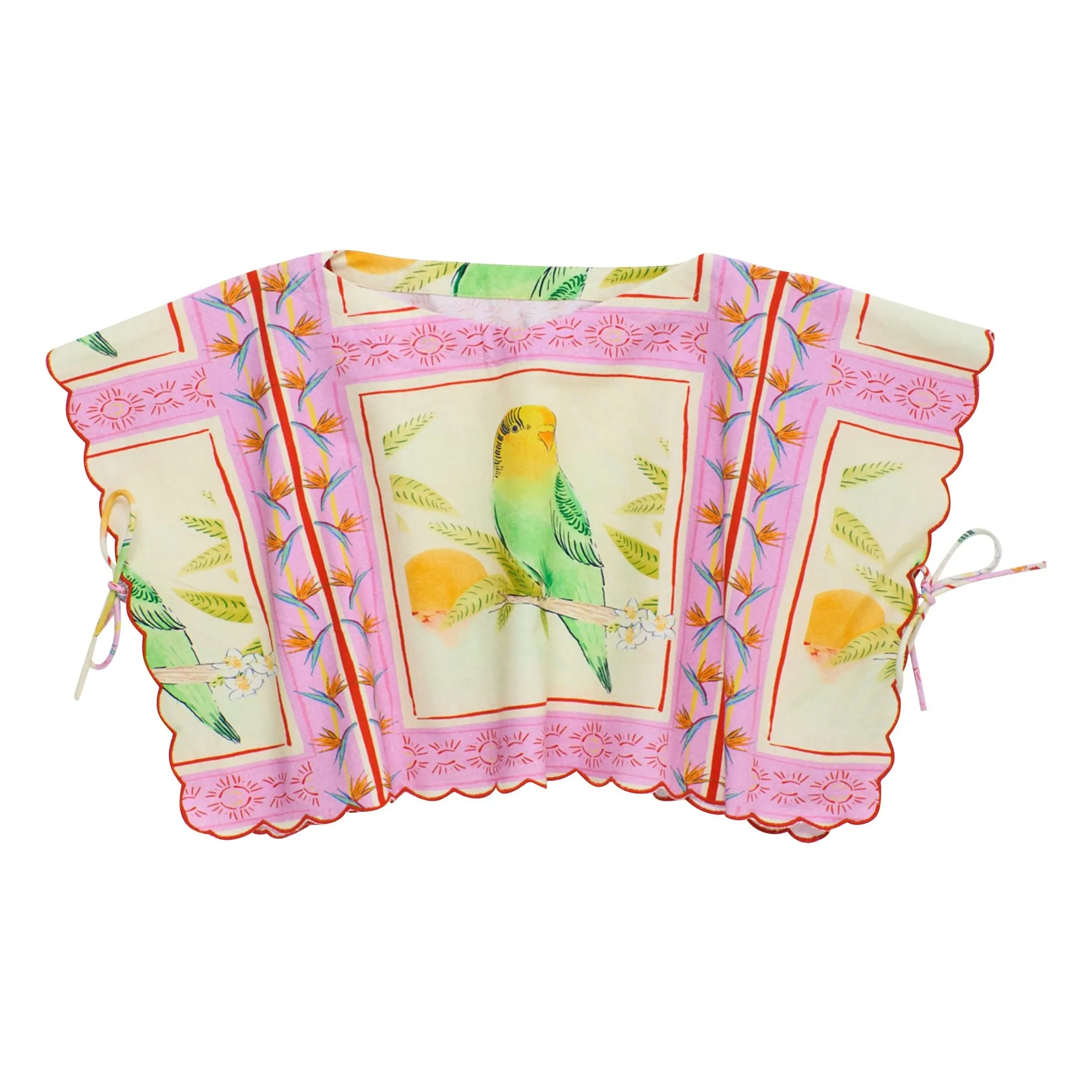 Maison Mangostan Pink Top Patchwork Birds