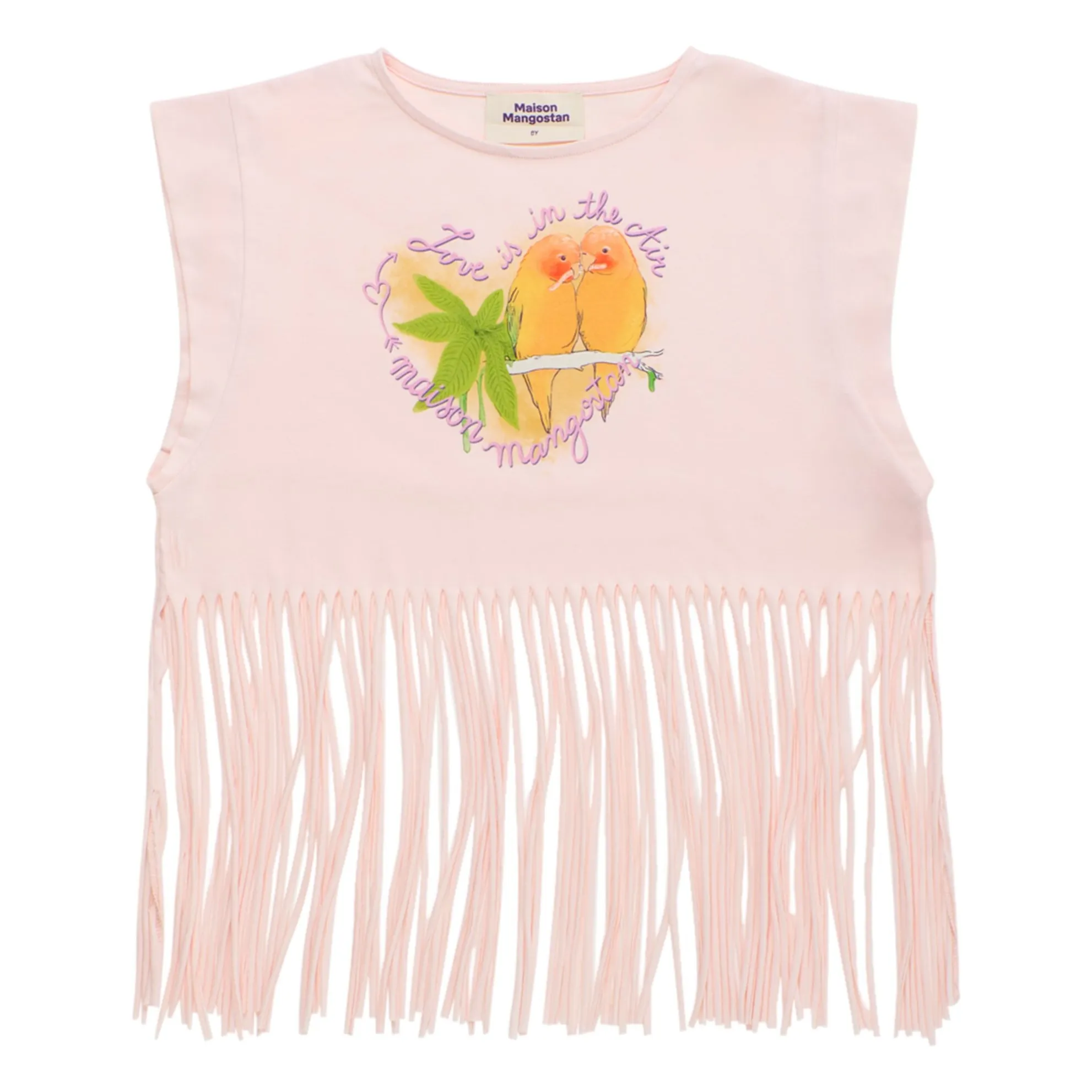 Maison Mangostan Pale Pink Top Fringes Birds