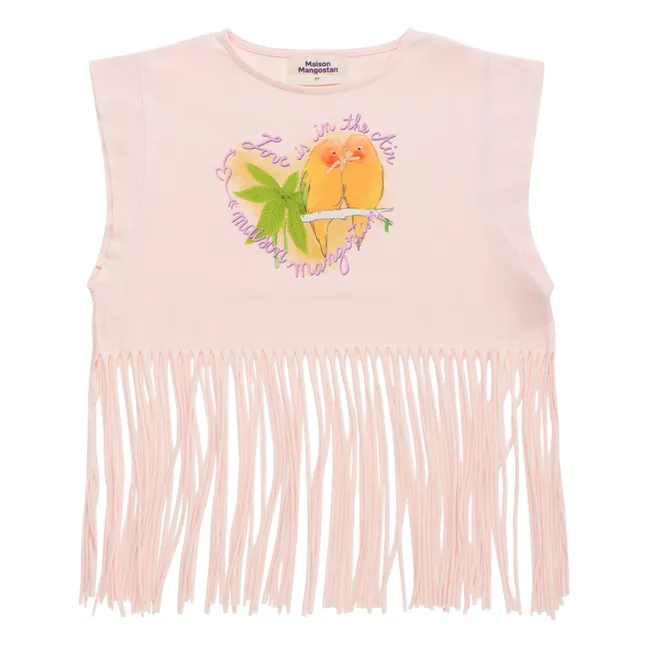 Top Fringes Pájaros | Rosa Pálido