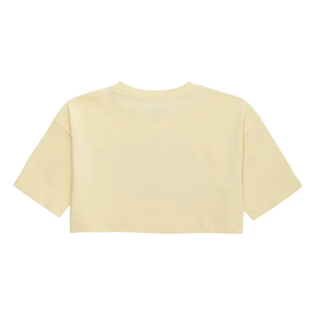 Crop T-shirt Flowers | Pale yellow