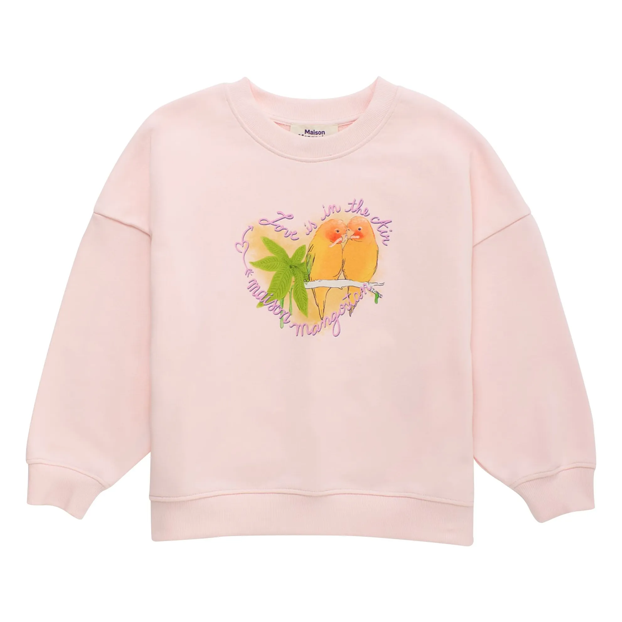 Maison Mangostan Pale Pink Sweat Birds