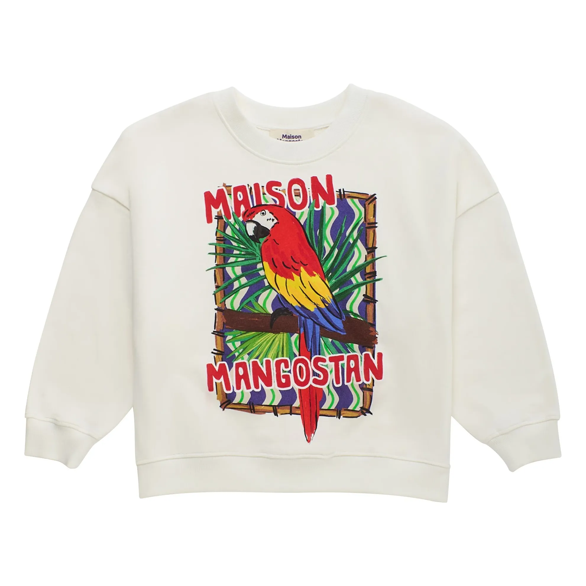 Maison Mangostan White Parrot Sweatshirt