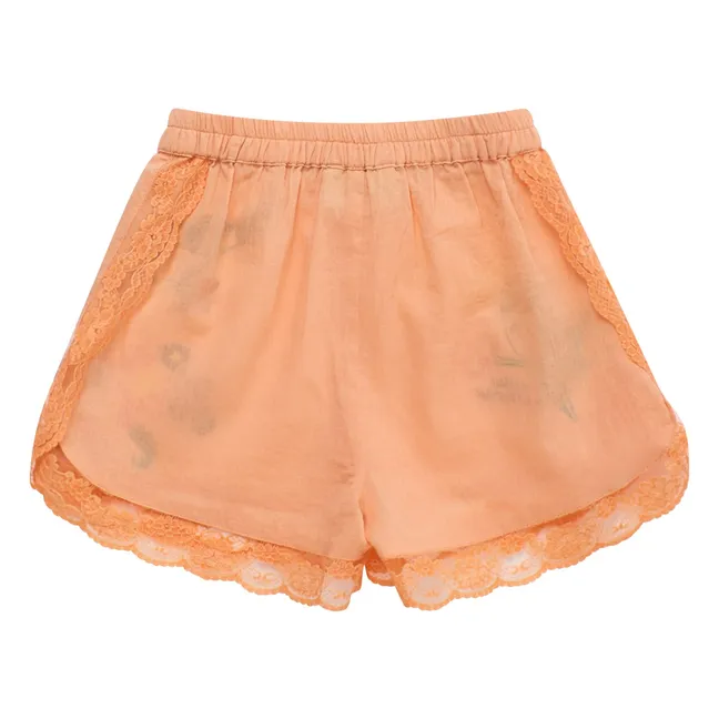 Bird embroidered shorts | Orange