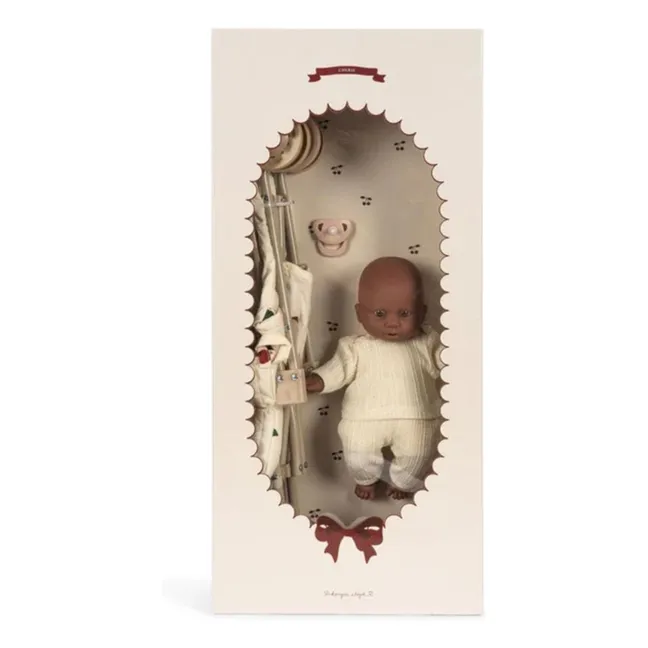 Cochecito para la muñeca Cherry y su bebé | Beige