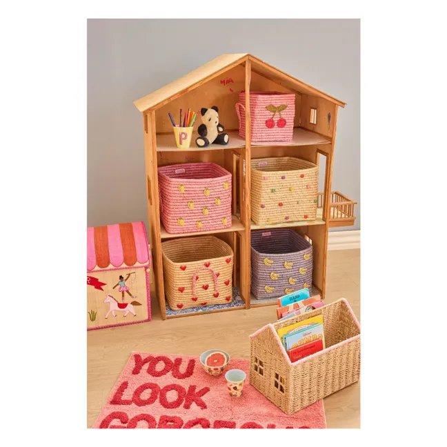 Panier de rangement en raphia Citrons | Rose