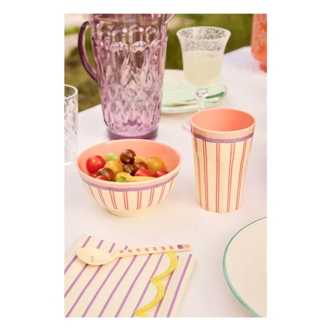 Striped melamine bowl | Cream