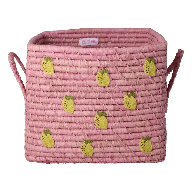 Cesta de rafia limón | Rosa