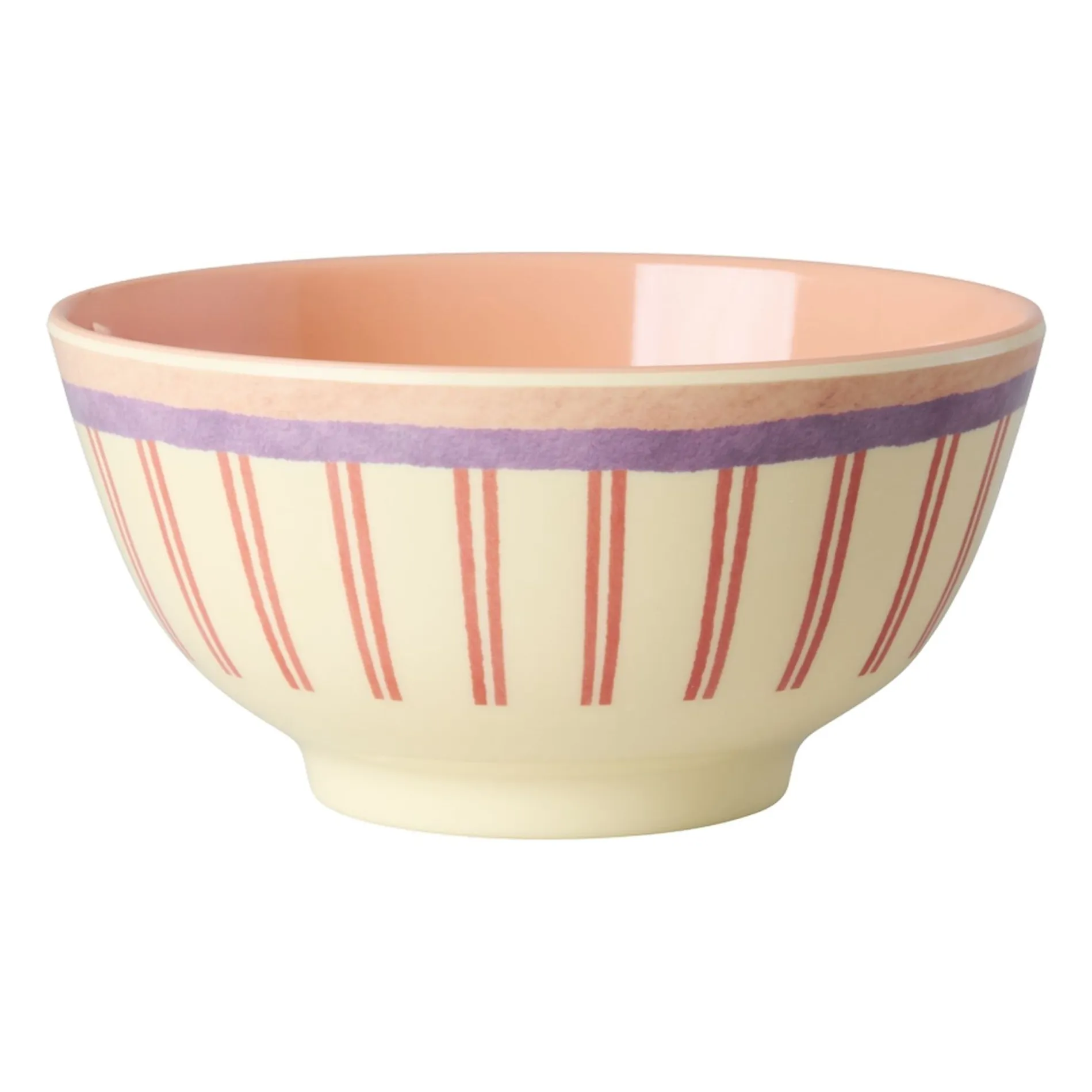 Rice Cream Striped Melamine Bowl
