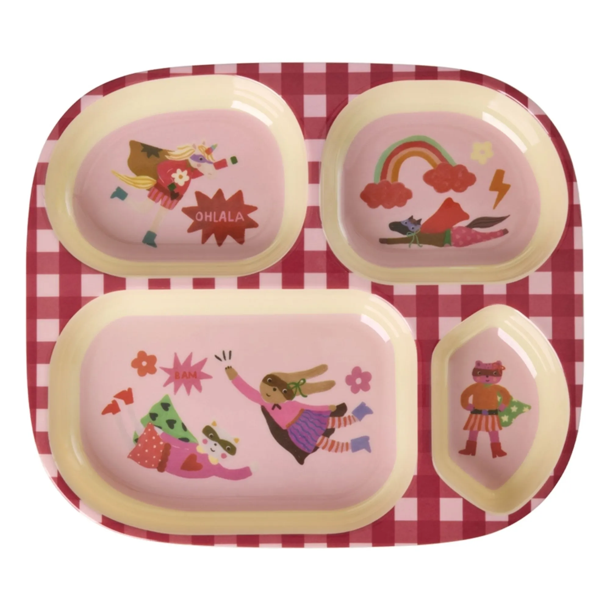 Rice Pink Hero Compartmentalized Melamine Plate