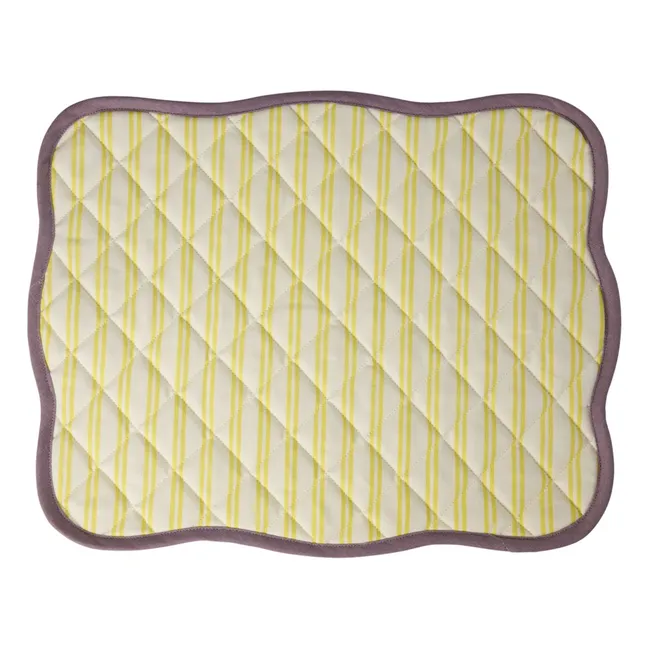Striped quilted placemat | Yellow