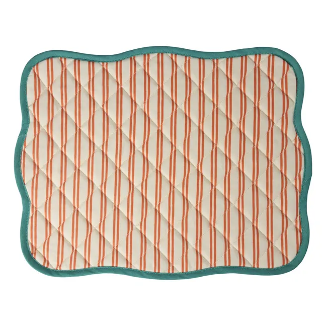 Gestreiftes gestepptes Tischset | Orange