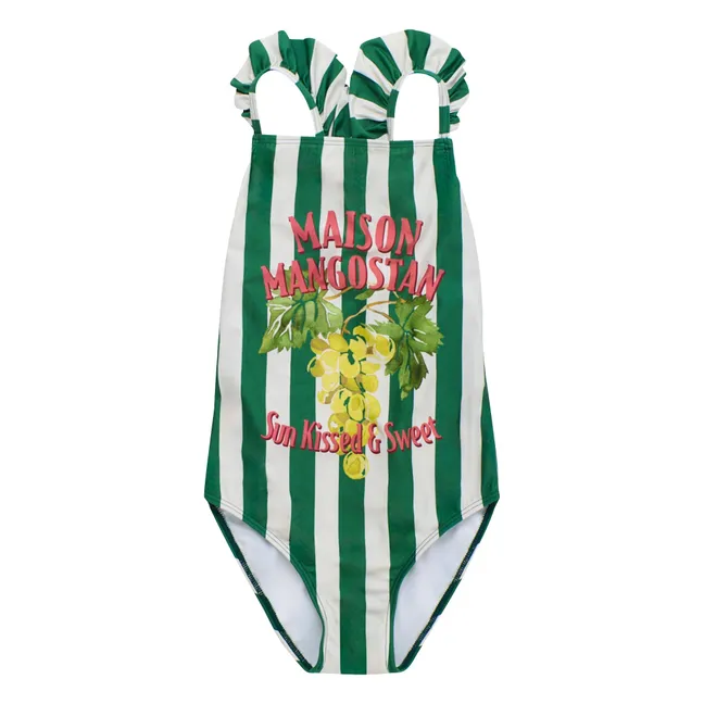 Maillot de Bain Rayé Raisin | Vert