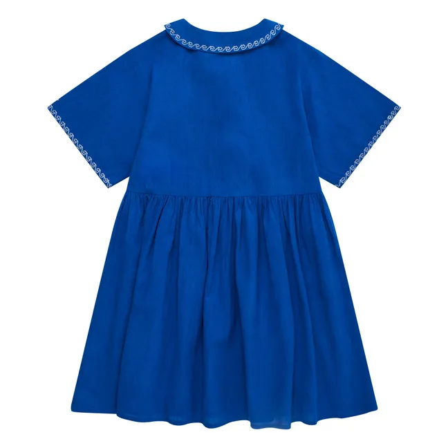 Vestido bordado Voiles | Azul