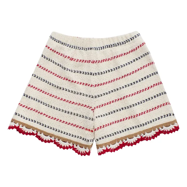 Short Rayé Crochet | Ecru