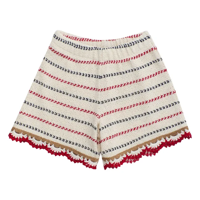 Short Rayé Crochet | Ecru