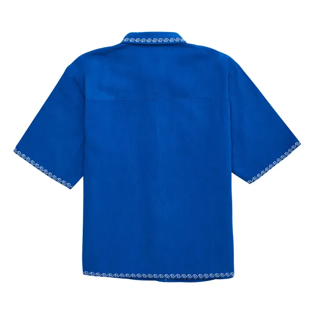 Voiles Embroidered Shirt | Blue