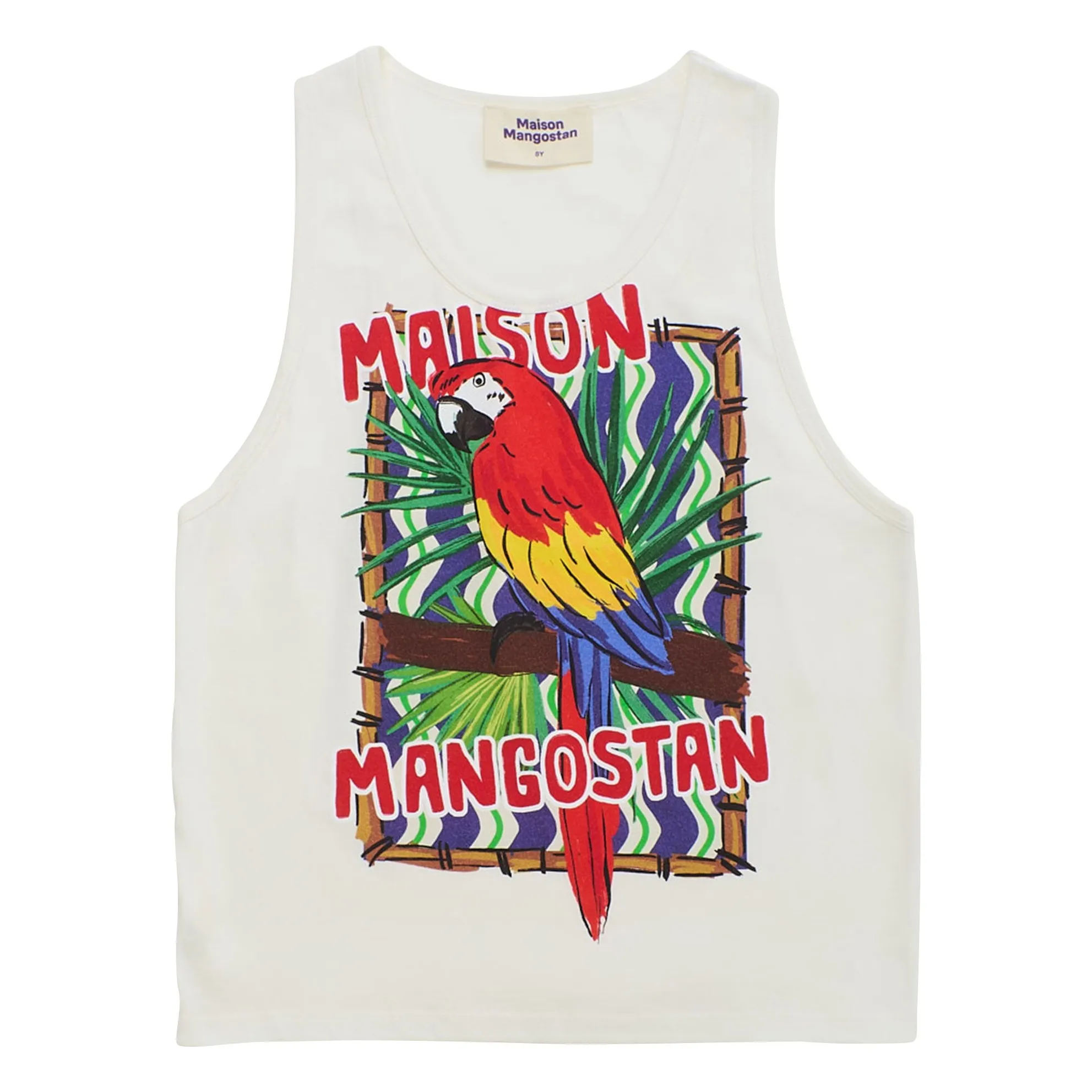 Maison Mangostan White Parrot Tank Top