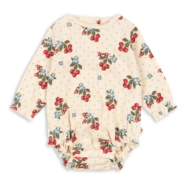 Chleo Cherry Organic Cotton romper | Beige